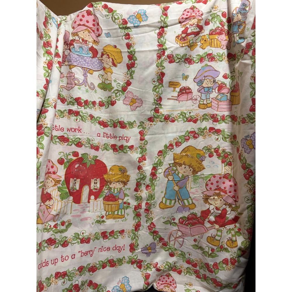 1980 Strawberry Shortcake Twin Flat Sheet 79" JCPenney American Greetings VTG